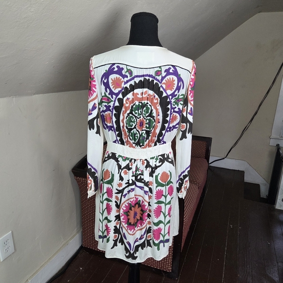 ba&sh Floral Boho Dress Size S Viscose Long Sleeve White Printed Mini - Picture 5 of 16